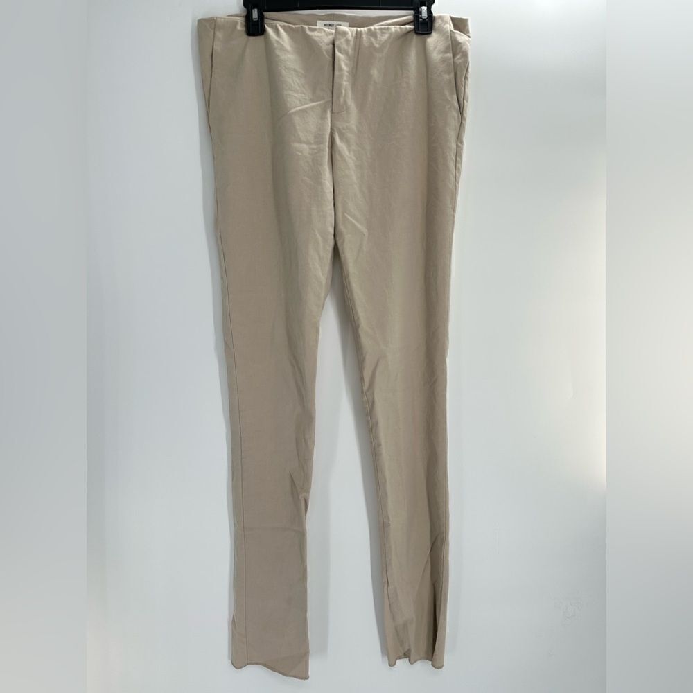 Helmut Lang Long Pants Slim Straight Leg Khaki Beige Tan Stretch 38” Inseam 8